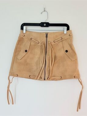 Free People Suede Lace-Up Mini Skirt